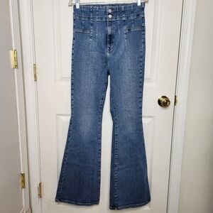 We The Free High Rise Flare Jeans Blue Denim Size 32